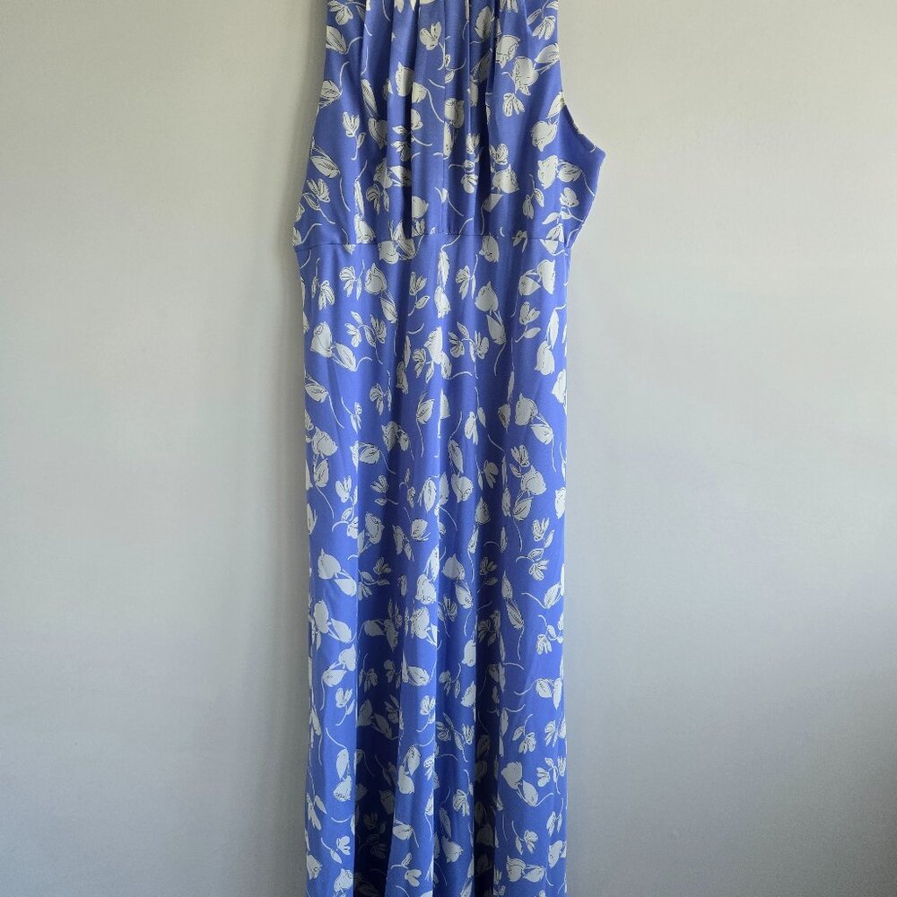 Chadwick's periwinkle blue and white floral 90s style midi dress size 10
